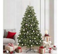 Mokuyary Árbol de Navidad artificial verde 210 cm PVC y metal, árbol de Navidad artificial con soporte, fiel a la naturaleza, construcción rápida para el hogar, oficina, tiendas, hoteles, decoración
