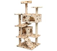 Mokuyary - Árbol para gatos y rascador sisal, 125 cm, huellas de patas, color beige, torre de gato interior, árbol de escalada para animales, dormitorio, salón