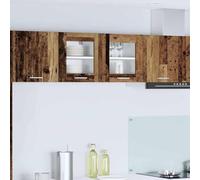 Mokuyary Armario colgante 2 unidades de madera vieja 40 x 31 x 40 cm de material de madera, armarios de pared de baño, modelo 2 armarios colgantes con cristal (1 puerta), 40 cm de ancho y 40 cm de