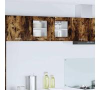 Mokuyary Armario colgante con puerta 2 unidades roble ahumado 40 x 31 x 40 cm armarios de pared de cocina, armarios de pared de baño modelo 2 x armarios colgantes con cristal (1 puerta) 40 cm de ancho