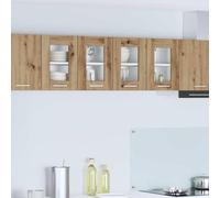 Mokuyary Armario colgante con puerta Riga, 2 unidades de roble Artisan, 60 x 31 x 40 cm, armarios de pared de cocina, armario de pared de baño modelo 2 x armarios colgantes de cristal (2 puertas) 60