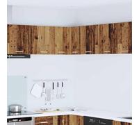 Mokuyary Armario colgante de madera vieja y blanco, 57 x 57 x 40 cm, material de madera, armarios de pared para baño, modelo 1 armario de esquina colgante de 57 cm de ancho y 40 cm de alto