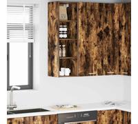 Mokuyary Armario colgante de roble ahumado, 30 x 29,5 x 100 cm, madera de madera, armarios de pared de baño, modelo 1 armario colgante (4 estantes), 30 cm de ancho y 100 cm de alto