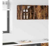 Mokuyary Armario colgante de roble ahumado, 40 x 29,5 x 40 cm, madera de madera, armarios de pared para baño, modelo 1 armario colgante (2 estantes) 40 cm