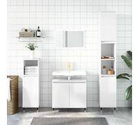Mokuyary Armario de baño blanco brillante, 58 x 33 x 60 cm, material de madera, armario auxiliar para baño, salón, comedor, cocina, moderno