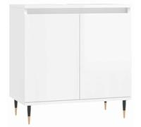 Mokuyary - Armario de baño, color blanco brillante, 58 x 33 x 60 cm, madera de ingeniería, mueble de almacenamiento, armario para cuarto de baño, espacios pequeños -A