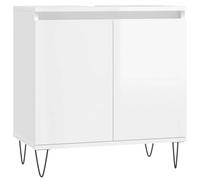 Mokuyary - Armario de baño, color blanco brillante, 58 x 33 x 60 cm, madera de ingeniería, mueble de almacenamiento, armario para cuarto de baño, espacios pequeños -B