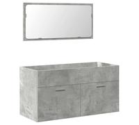 Mokuyary - Armario de baño con espejo, color gris, hormigón, madera de ingeniería, mueble de almacenamiento, armario para cuarto de baño, espacios pequeños -A 856380
