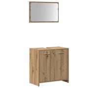 Mokuyary - Armario de baño con espejo de roble artesanal, mueble de almacenamiento para cuarto de baño, pequeños espacios -A