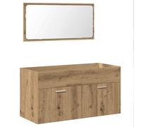 Mokuyary - Armario de baño con espejo de roble artesanal, mueble de almacenamiento para cuarto de baño, pequeños espacios -B