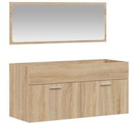 Mokuyary - Armario de baño con espejo de roble Sonoma madera de ingeniería, armario para cuarto de baño, pequeños espacios -B