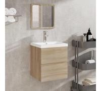 Mokuyary Armario de baño con espejo Sonoma-Eroble Holzwerkstoff Badezimmerschrank,Badeschrank,Beistellschrank para cuarto de baño, salón, comedor, cocina, moderno