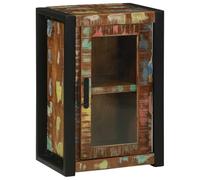 Mokuyary - Armario de baño con puerta, color marrón, madera reciclada, sólida, armario de almacenamiento, armario para cuarto de baño, pequeños espacios, color marrón