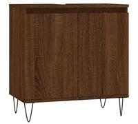 Mokuyary - Armario de baño de roble marrón, 58 x 33 x 60 cm, madera de ingeniería, armario para cuarto de baño, espacios pequeños