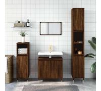 Mokuyary Armario de baño marrón con aspecto de roble 58 x 33 x 60 cm, material de madera, armario auxiliar para baño, salón, comedor, cocina, moderno roble marrón