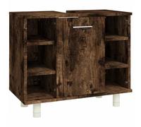 Mokuyary - Armario de baño, roble ahumado, 60 x 32 x 53,5 cm, madera de ingeniería, armario para cuarto de baño, espacios pequeños