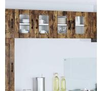 Mokuyary Armario de cocina 2 unidades de roble ahumado 60 x 31 x 40 cm armarios de cocina colgantes de pared, armarios de almacenamiento flotantes, armario de vajilla, modelo 2 armarios de pared de