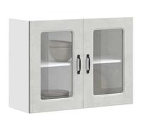 Mokuyary Armario de cocina con puerta de cristal Kalmar hormigón gris material madera colgar en la pared gabinetes de cocina, armario de almacenamiento con puertas modelo 1 vitrina para vidrio