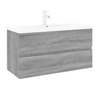 Mokuyary Armario de lavabo con lavabo empotrado, color gris, material de madera Sonoma con cajón, armario de baño, mueble bajo para baño, cocina -E