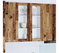 Mokuyary Armario de pared con puerta, madera vieja, 80 x 31 x 100 cm, material de madera, armario de pared de cocina, armario de pared de baño, modelo 1 armario de vidrio colgante (2 puertas) 80 cm de