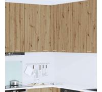 Mokuyary Armario de pared con puerta, roble artificial y blanco, 57 x 57 x 100 cm, armario de pared de cocina, modelo 1 armario de esquina colgante de 57 cm de ancho y 100 cm de alto