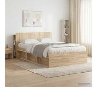 Mokuyary - Armario para cabecera de cama con almacenamiento Sonoma madera de ingeniería, cabecero con estantes para decoración de dormitorio
