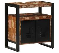 Mokuyary Armario para debajo del lavabo, 55 x 35 x 60 cm, madera maciza envejecida, armario para baño, cocina, mueble de baño