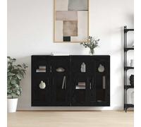 Mokuyary Armarios montados en la pared 2 piezas roble negro mueble de cocina colgante para cocinas y baños modelo metal negro