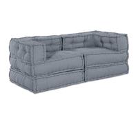 Mokuyary Asiento,Respaldo,Puf Modular,Unidad de Sofá Modular 2 pcs Gris 140 x 70 x 56 cm Tela Cojines para en Interiores y Exteriores Salón,apartamento,Jardín,Terraza