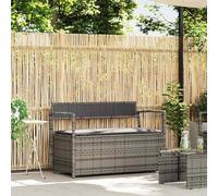 Mokuyary Banco de jardín con cojín Gris y Gris Oscuro | poliratán banco de jardin con baul de almacenaje Resistente y Duradero para Patio,Terraza,Parque y Exterior