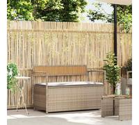 Mokuyary Banco de jardín con cojínbeige y Gris Claro | poliratán banco de jardin con baul de almacenaje Resistente y Duradero para Patio,Terraza,Parque y Exterior