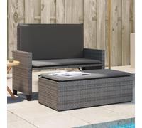 Mokuyary - Banco de jardín con cojines y reposapiés, color gris, resina trenzada, banco de jardín, muebles, banco para modificación, balcón, terraza, Veranda, pérgola