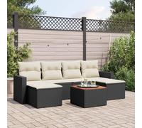 Mokuyary Banco de jardín de 7 piezas.Banco de jardín con cojín negro poliratán salón sofá muebles de jardín jardín para balcón terraza jardín M325K574