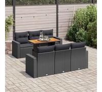 Mokuyary Banco de jardín de 7 piezas para banco de jardín con cojín negro poliratán lounge sofa muebles de jardín para balcón terraza con almacenamiento M332K995