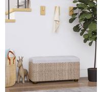 Mokuyary Bancos con espacio de almacenamiento y cojines en color gris, 2 unidades de 69 cm, totora de 69 cm, banco de cama, banco para zapatos, taburete para entrada, dormitorio, salón, pasillo
