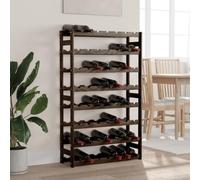 Mokuyary Botellero para 56 botellas, de madera maciza, color negro, para botellas de pino, para vino, soporte para vino, almacenamiento de vino, estante para bebidas, de pie para cocina