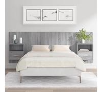 Mokuyary Cabecero de cama con gabinetes, color gris, cabecero de madera de ingeniería Sonoma para camas diván, dormitorio y muebles de hotel, modelo un cajón y un estante