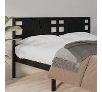 Mokuyary Cabecero Negro 126x4x100 cm Cabecero de cama de pino de madera maciza cabecero de cama respaldo para cama, dormitorio -E