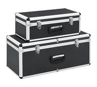 Mokuyary Caja de almacenamiento, 2 unidades, color negro, aluminio, caja de herramientas, caja de herramientas, caja de herramientas, caja de almacenamiento para herramientas, caja colgante para