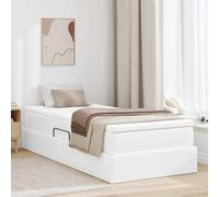 Mokuyary Cama con almacenamiento y colchón, color blanco, 100 x 200 cm, cama de plataforma de piel sintética con soporte de lamas, de fácil montaje, para dormitorio, adultos