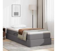 Mokuyary Cama con almacenamiento y colchón, color gris, 100 x 200 cm, cama de plataforma de cuero, con soporte de lamas, fácil montaje, para dormitorio, adultos-A1