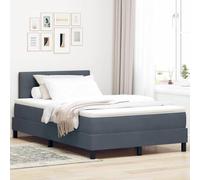 Mokuyary Cama con somier LED con colchón, gris oscuro, 120 x 200 cm, estructura de cama de terciopelo, cama con somier de láminas, plataforma marco de cama, montaje fácil para dormitorio, habitación