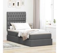 Mokuyary Cama de almacenamiento con colchón gris oscuro, 90 x 190 cm, de poliéster, cama con somier de láminas, plataforma, fácil de montar para dormitorio, habitación de invitados, B