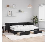 Mokuyary Cama de día extensible con cajones, color negro, 80 x 200 cm, terciopelo, tapizada, cama acolchada con cama de invitados, sofá cama para adultos y 2 personas