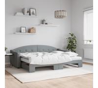 Mokuyary Cama de día extensible con colchón, gris claro, 80 x 200 cm, tela, sofá cama con somier, estructura de cama, cama de invitados, sofá cama para salón, dormitorio 1