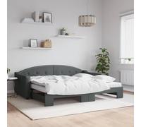 Mokuyary Cama de día extensible con colchones, color gris oscuro, 90 x 200 cm, tela, sofá cama con somier, estructura de cama, cama de invitados, sofá cama para salón, dormitorio 1