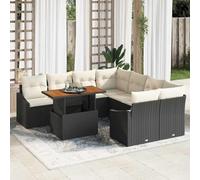 Mokuyary Conjunto de comedor de jardín con cojín, color negro y crema, 100 x 55 x 73 cm, balcón, jardín, salón, exterior, esquinero, salón, salón, sala de estar, pequeño mueble de salón, sofá de