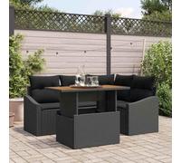 Mokuyary Conjunto de comedor de jardín con cojín, color negro y marrón, 100 x 55 x 73 cm, balcón, jardín, salón, exterior, esquinero, sala de estar, pequeño mueble de salón, sofá de esquina