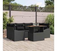 Mokuyary Conjunto de comedor de jardín con cojín, color negro y marrón, 100 x 55 x 73 cm, balcón, jardín, salón, exterior, esquinero, salón, salón, sala de estar, pequeño mueble de salón, sofá de