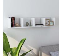Mokuyary - Estantería de pared para CD, color blanco, 100 x 18 x 18 cm, madera de ingeniería, estante flotante con 4 compartimentos, organizador colgante, decoración para sala de estar, cocina